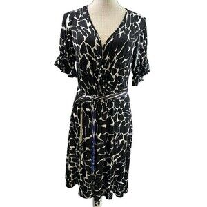 Just Cavalli Roberto Cavalli Faux Wrap Dress Black White Print Size 46 US 10